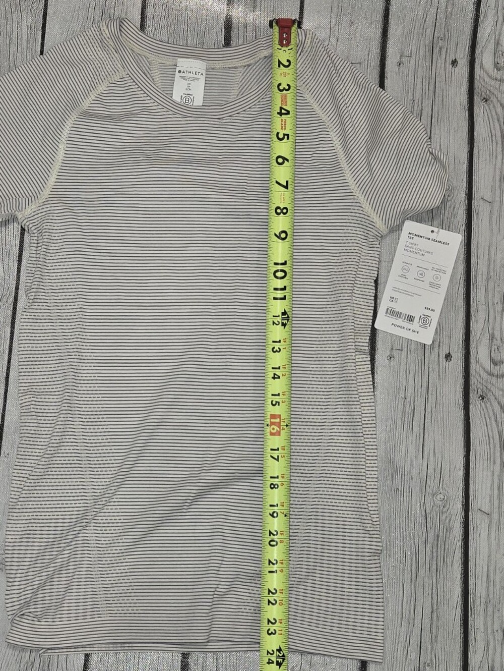 NWT Athleta Momentum Flex Performance Tee Pearl Mini Stripe Womens XS - Picture 6 of 8